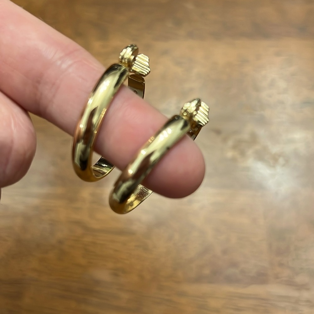 Vintage TJG Signed Gold Hoop Earrings